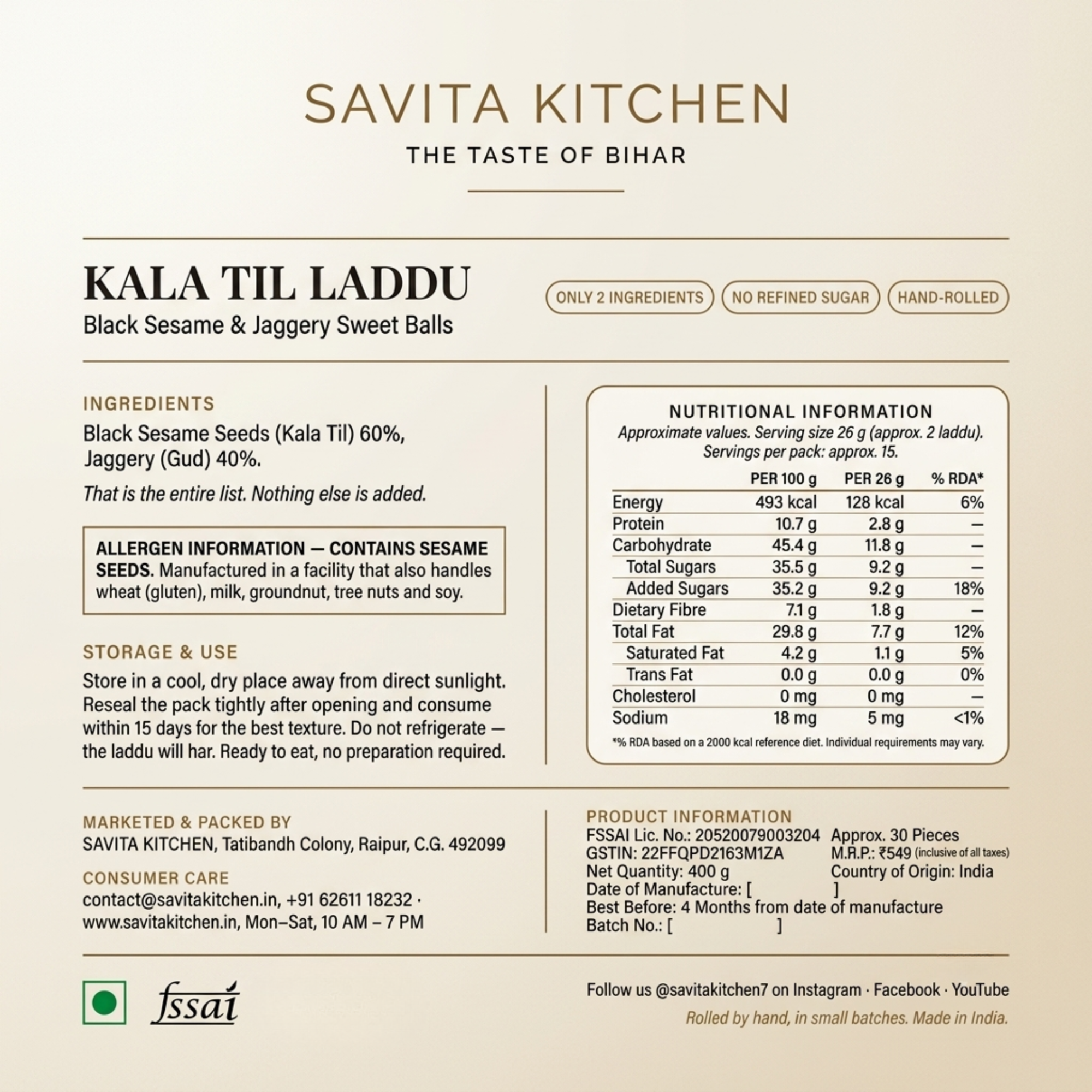 Kala Til Laddu — Black Sesame & Jaggery Laddu - Image 9