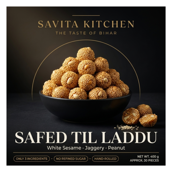 Safed Til Laddu — White Sesame, Jaggery & Peanut Laddu